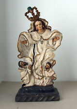 Statue Assomption de la Vierge Marie en Marbre & Bois Polychrome XVIII/XIXè