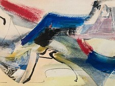 tres beau Collage 1970 Abstrait Abstraction Gouache  Art Couleur A Identifier