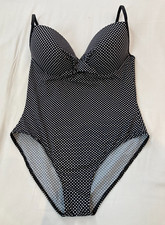 *** MAILLOT DE BAIN FEMME 1 PIÈCE NOIR À POIX BLANCS T.  5 (XL/FR. 44) TBE ***