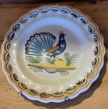 Assiette faïence XIXe Paon