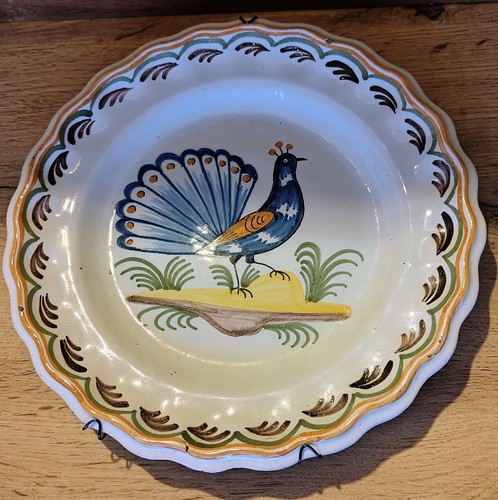 Assiette faïence xixe - faïence, paon