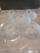 5 COUPELLES POUR LUSTRE  ART DECO Signé DEVEAU Verre Moulé Bel État 