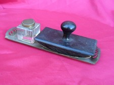 ancien encrier et tampon buvard , nécéssaire déco de bureau