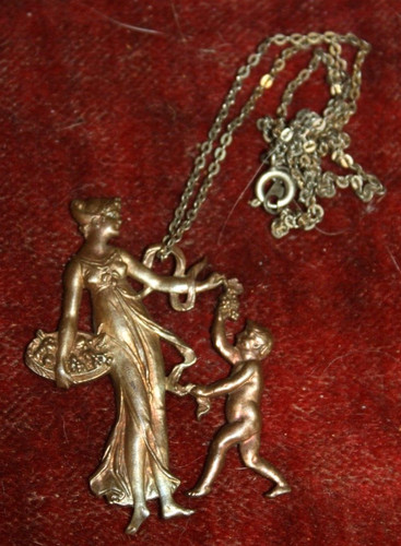 Collier art nouveau pendentif - collier,