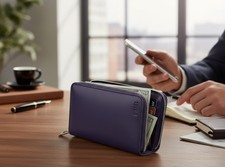 Diesel Jadda Femme `S Portefeuille OS Violet Foncé Vache Cuir Rond Zippé RRP160