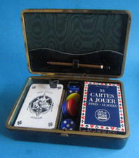 BRIDGE Coffret Vintage en simili CUIR avec cartes a jouet bon etat 1960s