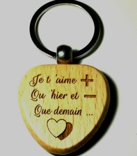 superbe porte clefs coeur bois