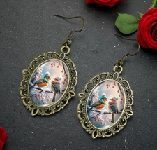 Boucles d'Oreilles Oiseaux avec Bonnets  Animal de la Forêt - Bijoux des Lys