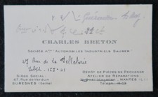Carte de visite Charles BRETON Camion SAURER truck automobilia french catalog