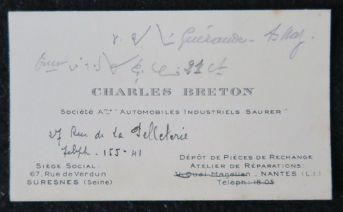 Carte visite charles breton - visite,