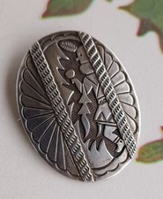 Broche Argent 100% Sterling Bijou ciselé Amerindien ZUNI Nation Indien Année 70
