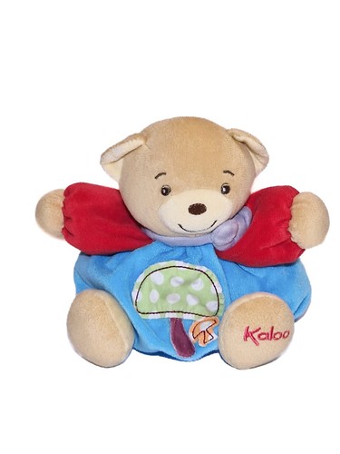 Doudou peluche ours boule bleu
