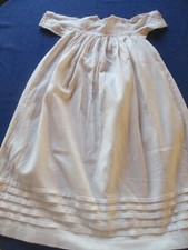Robe de Baptême N°5 blanc coton dentelle plis religieuse bébé ancienne vintage