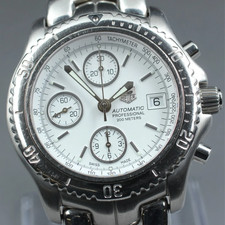 Exc+5* TAG HEUER Link CT2112 Chronographe Blanc Automatique Montre Homme...