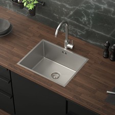 Évier encastrable en acier inox bassin de cuisine 500x400 mm avec garniture