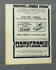 PUB PUBLICITE ANCIENNE ADVERT CLIPPING 290619/ MACHINE A COUDRE OMNIA MANUFRANCE