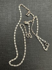 Ancien Chaîne en Argent Massif Maille Trombone