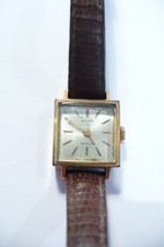 ANCIENNE MONTRE PILOTE  PLAQUÉE OR BRACELET CUIR  - FONCTIONNE   !!