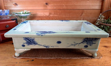 Pot japonais céladon bonsaï ikebana ancien objet décoratif SETO L=15,55x9,84"