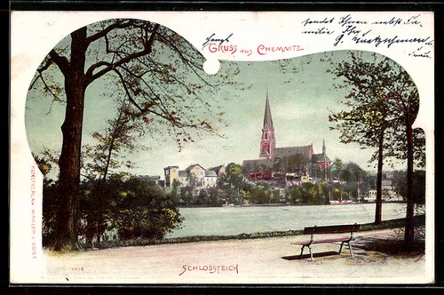 Carte postale chemnitz étang - postale, chemnitz,