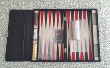 Rare malette Backgammon Renzo Romagnoli en cuir