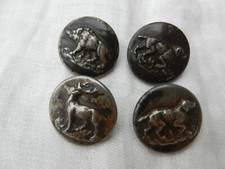 lot de 4 boutons vénerie/chasse - 1 sanglier-2 chiens-1 cerf