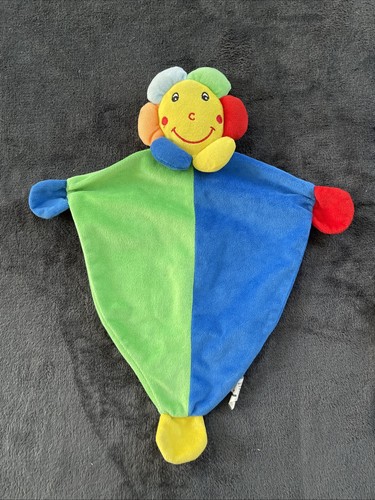 Peluche doudou fleur plat bleu