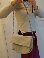 Sac en cuir Beige Blanc avec