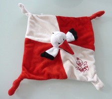 V. DOUDOU PLAT RODA RODADOU CIGOGNE NOIR ROUGE BLANC BEBE ATTACHE TETINE TTBE