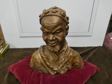 buste indochinois platre bronzé,H 31cm,P 5kg,bon état,signé Felix Foca,années 50