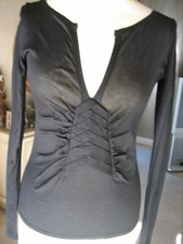 Tee shirt/Blouse GUCCI neuf M/Longues valeur:310€ T:XS/ 34 noir en coton fin