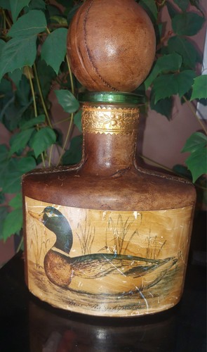 Ancienne bouteille carafe cuir - bouteille,
