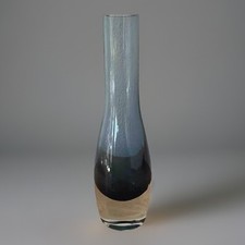 Soliflore Scandinave Style Murano Années 1960-70 Verre Fumé Gris Bleu