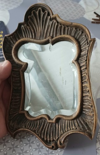 Ancien petit miroir bois - petit, en