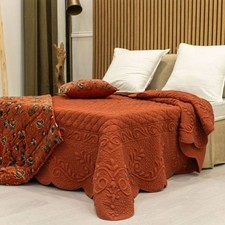 Couvre Lit Boutis coton Turpento Jewel Brique 2m40 x 2m60 Piqué Main - MCTISSUS 