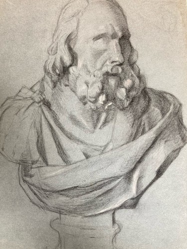 Tres beau dessin fusain xixe - dessin,