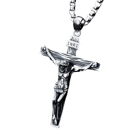 pendentif croix jesus argent