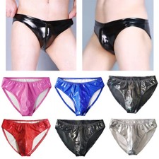 String En Simili Cuir Pour Hommes Sous-Vêtements Effet Mouillé Taille Basse /