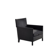 1 Fauteuil Club Vivette Luca Meda Molteni design vintage decor Cuir Noir 1980