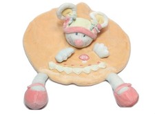 Doudou plat rond Souris rose