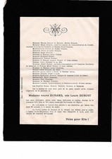 Faire-part de décès 1891 Mme