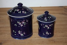 Lot de 2 pots en faïence bleu