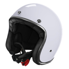 Casque Jet Moto Stormer Quartz Blanc Perlé Café Racer Personnalisé Vintage Rétro