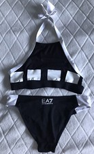 maillot de bain 2 pièces Noir Blanc Haut Brassière Dos Nu EMPORIO ARMANI EA7 S