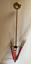 Monture suspension lustre 3 feux rouge laiton doré années 50/60 Italie vintage