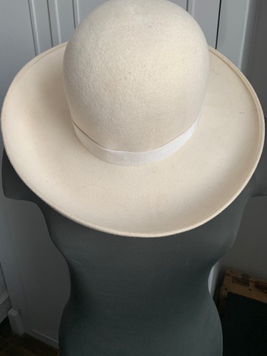 Chapeau feutre blanc capeline - ,