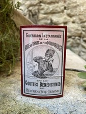 Ancienne boite Gouttes benedictines Mal  Rage de dents 1900 Superbe illustration