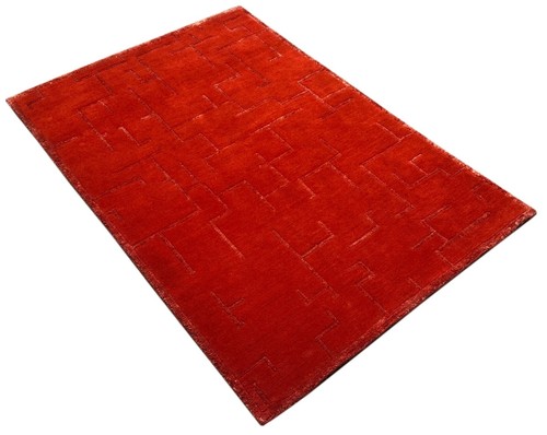 Tapis népal rouge fait main - tapis,