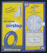 Carte MICHELIN n°66 DIJON MULHOUSE 1955 map Mapa Bibendum pneu guide