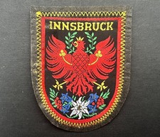 ECUSSON Patch INNSBRUCK Brodé Blason Aigle Rouge & Edelweiss Vintage Autriche